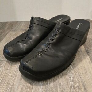 Bare Traps Black Leather Clogs Mules Slip On Shoes Comfortable‎ 11M